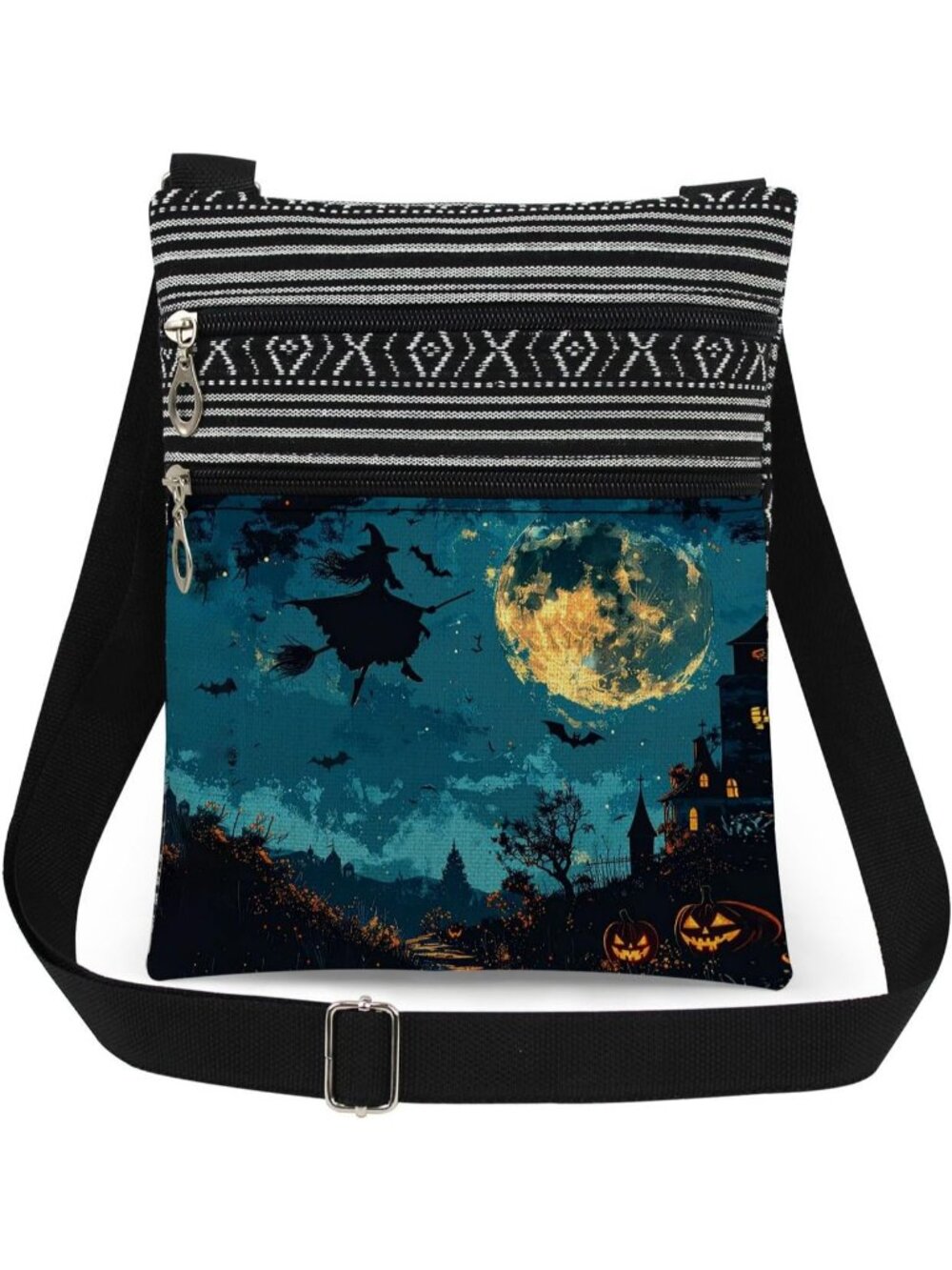 Women Camping Halloween Pumpkin Witch Ghost Skull Purse Crossbody Handbag Bag